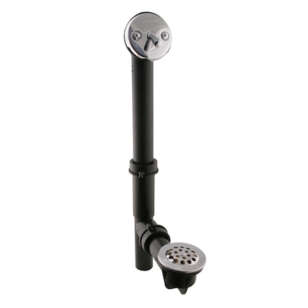 Westbrass Black 1-1/2" Tubular Trip Lever Bath Waste in Polished Nickel 592144-05